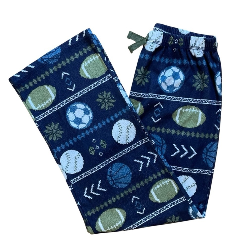 4/$25 Saint Eve Boys Wide Leg Fleece Pajama Pants Size 12 Sports Print - Picture 3 of 6
